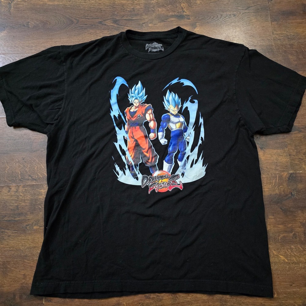 Dragon Ball FighterZ Goku Vegeta Super Saiyan Blue Black Graphic T-Shirt XL